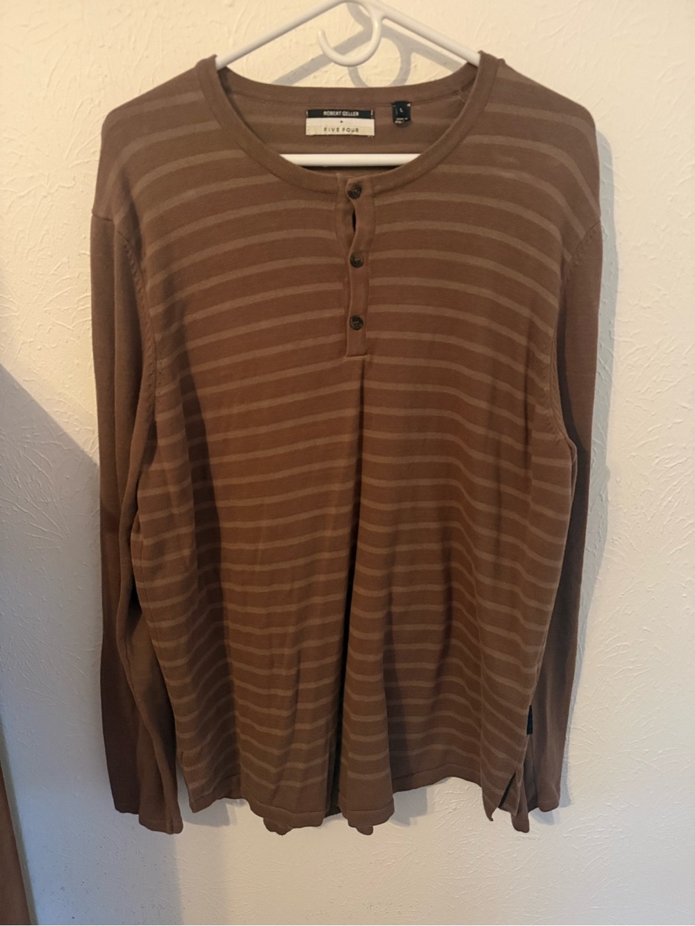 Robert Geller Brown Striped Long-Sleeve Henley